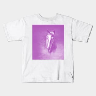 Horse emerging from the purple mist Kids T-Shirt